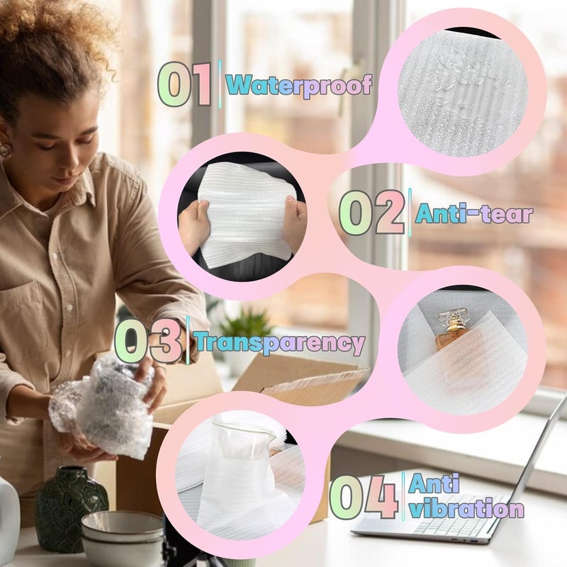SEUNGCH 25 قطعة أكياس فوم مبطن، 14"X18" أكياس فوم للنقل والتخزين، أكياس لف فوم تحمي العناصر الهشة، أفضل مادة تعبئة للأطباق والأواني الزجاجية (0.08" سمك) - Image 4